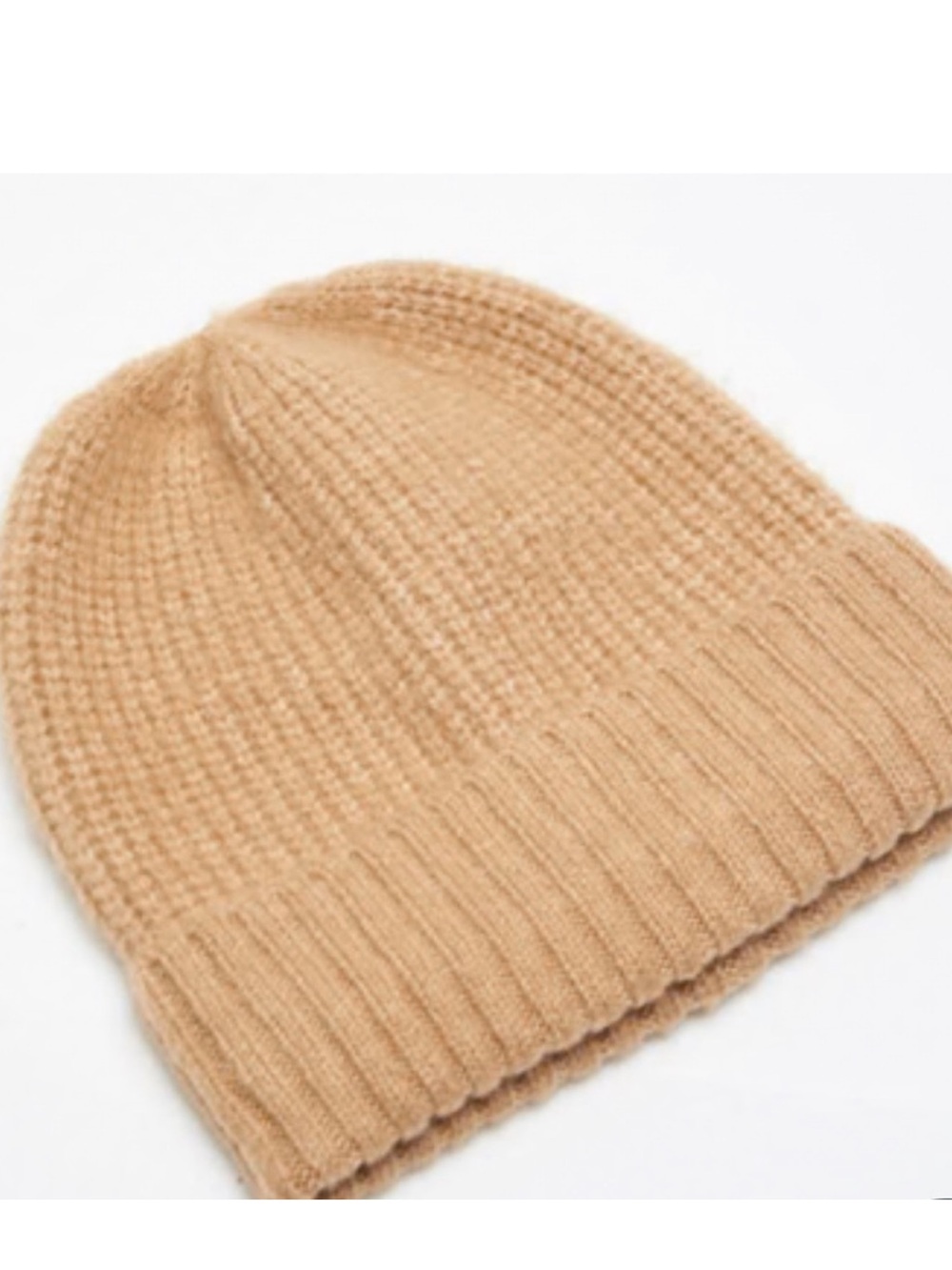Free People Camel Ribbed Waffle Beanie